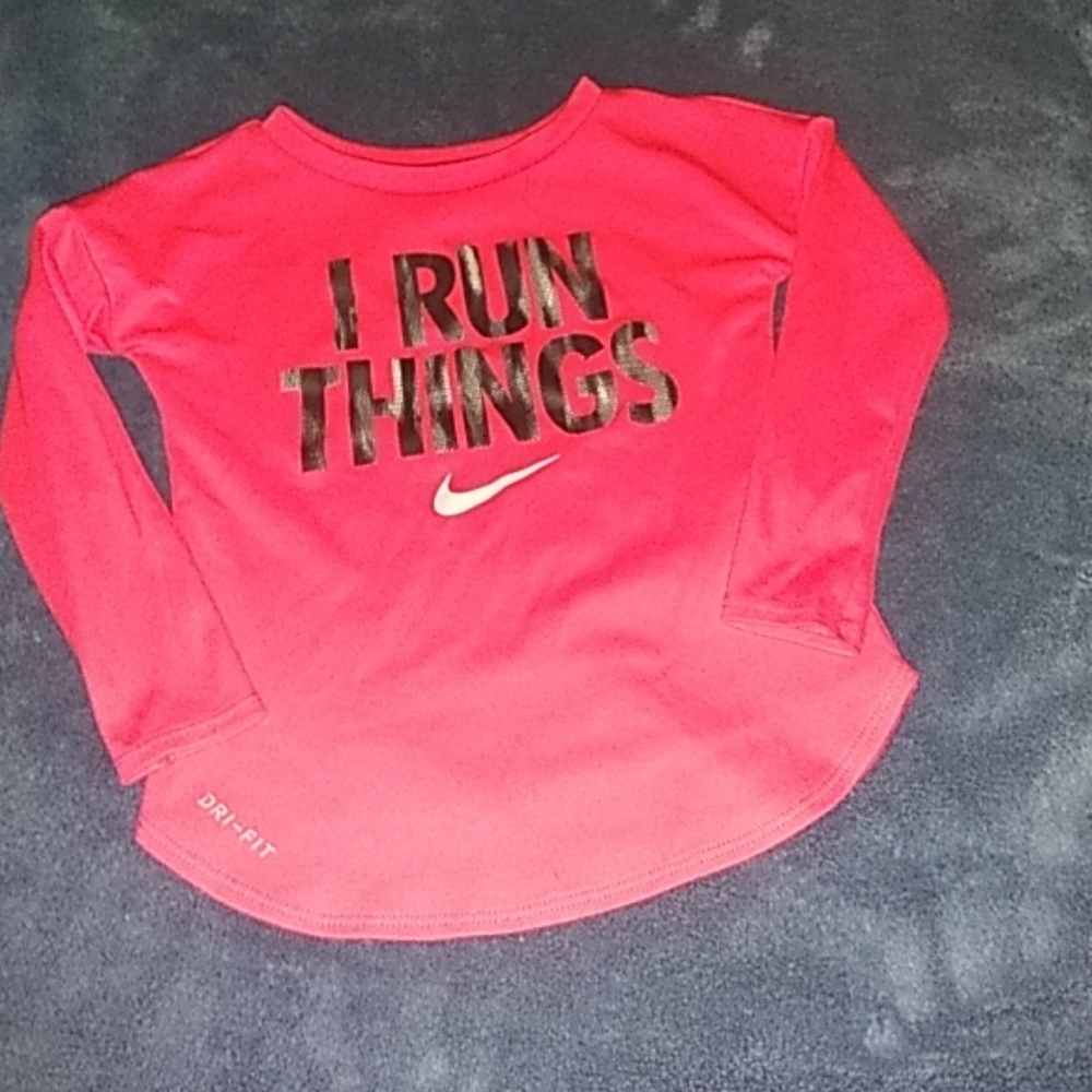 Hot pink, long sleeve, nike dri-fit top.